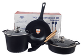Batería De Cocina Alfa Havana Cerámica Color Negro 7 Piezas (G)