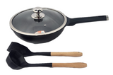 Batería De Cocina Alfa Havana Cerámica Color Negro 7 Piezas (G)