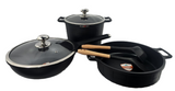 Batería De Cocina Alfa Havana Cerámica Color Negro 7 Piezas (G)