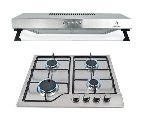 Parrilla de gas empotrable 4 quemadores + campana - Supra Combo (G)