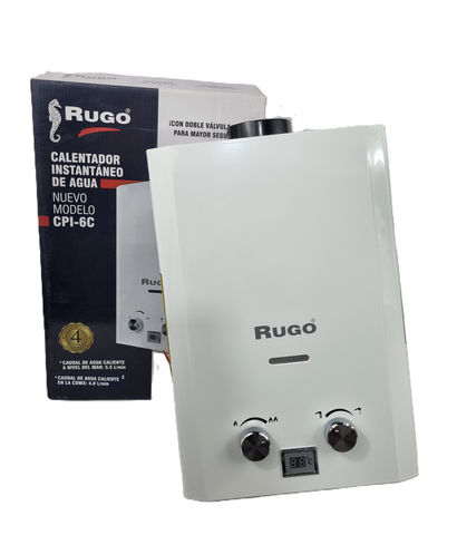 Calentador Instantaneo de Agua Rugo 4.8 L/min Gas LP (G)
