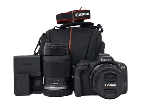 Cámara Canon Eos R50, 24.2 MP Lentes 18-45mm y 55-210mm - Negro