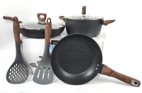 Set de Cocina Toscana SarymHome 7 Piezas Antiadherente - Negro (G)